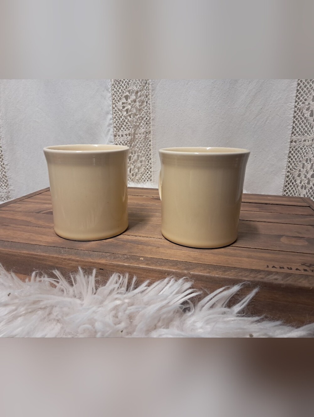 Set of 2 Fiesta Christmas Tree Java Mugs 12 oz Cream Ivory NWT Homer Laughlin - Picture 5 of 5